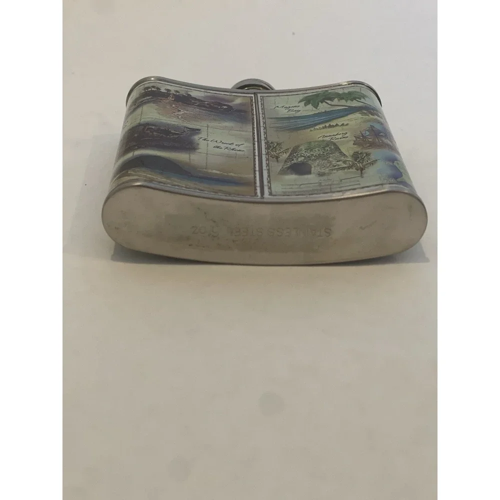 Vintage US Virgin Islands 6oz Stainlesss Steel Flask (Missing Pin)